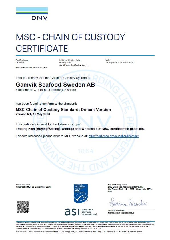 MSC certifikat